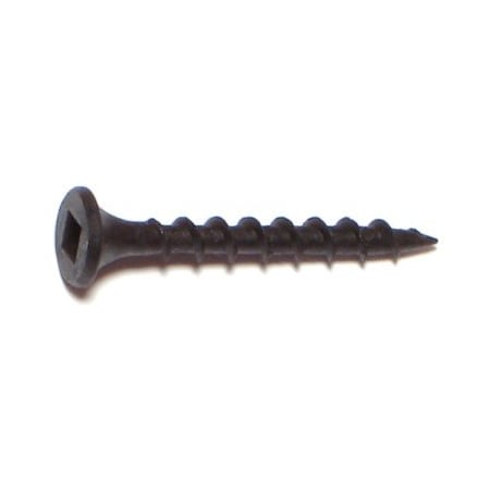 Buildright Drywall Screw, #6 x 1-1/4 in, Steel, Flat Head Square Drive, 8000 PK 07432